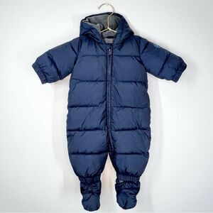 Baby Gap Navy Blue Fleece Lined Hooded Snow Suit One Piece 0-6 months